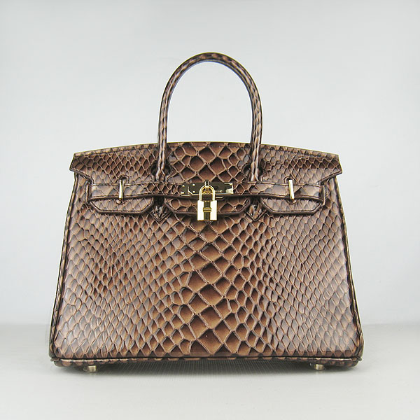 Replica Hermes Birkin 30CM Fish Veins Leather Bag Dark Coffee 6088 On Sale